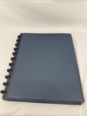 Arc Discbound Letter-sized Navy Leather Notebook, Planner Cover w/ Lined Pages